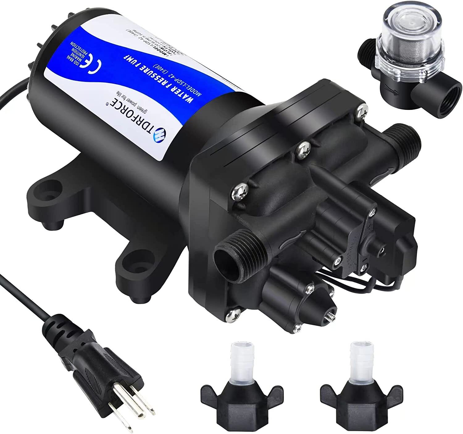 TDRFORCE Pressure Booster Pump 12/115V 75/45PSI 5/4GMP for RV Garden Yacht