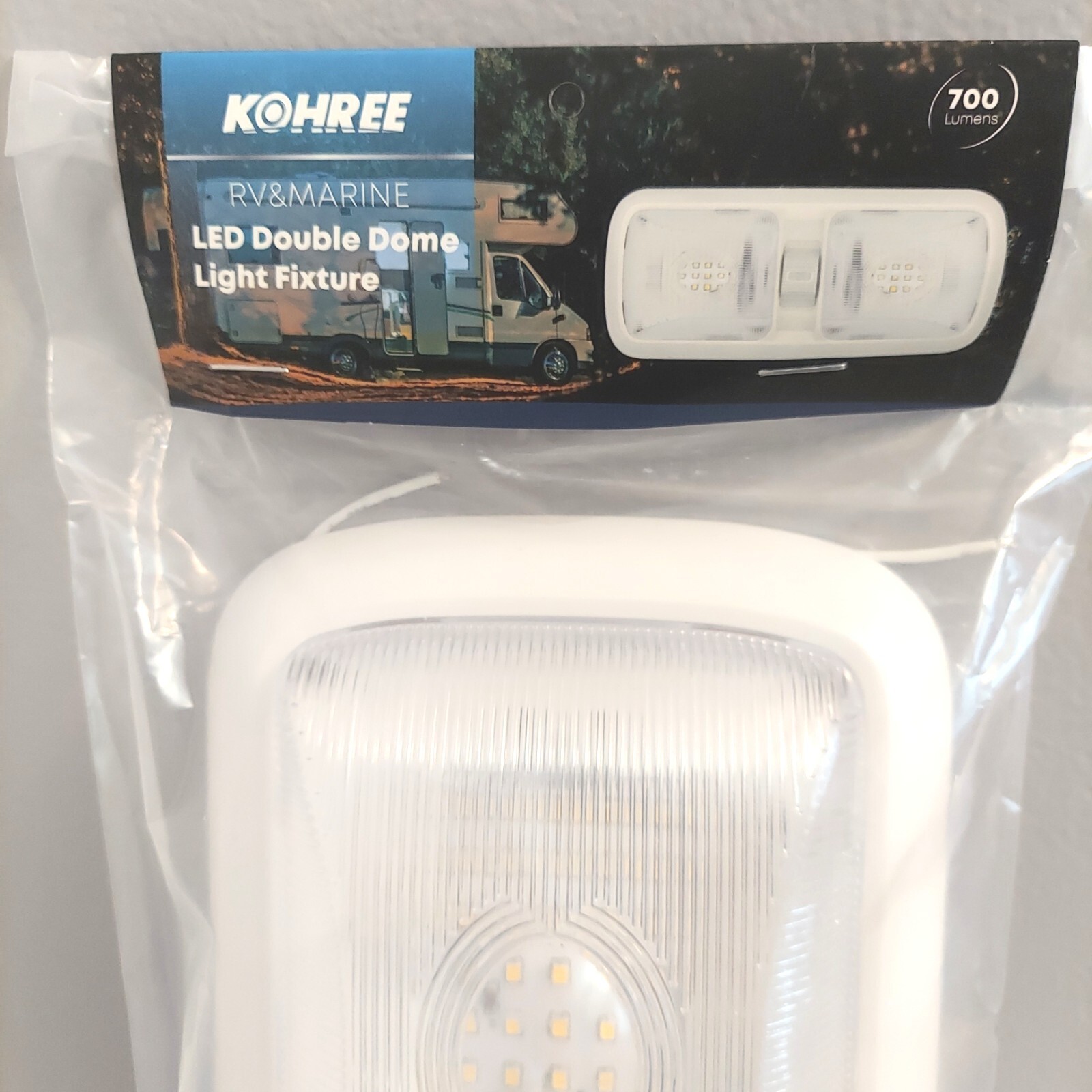 Kohree RV Camper Marine Double Dome Light Replace 12V LED Hardwire 350 Lumens