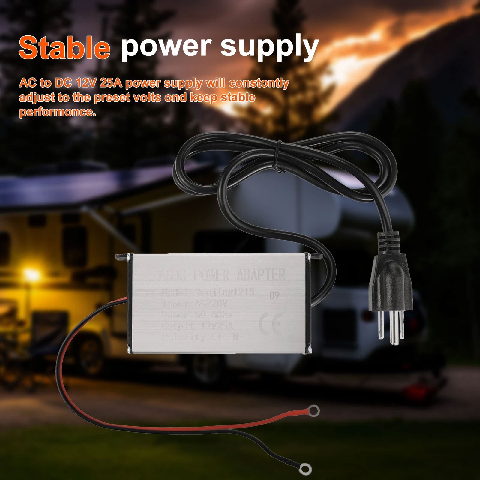 DC 12V /24V to AC 110V Adapter Air Heater Power Converter for RV, Workshops