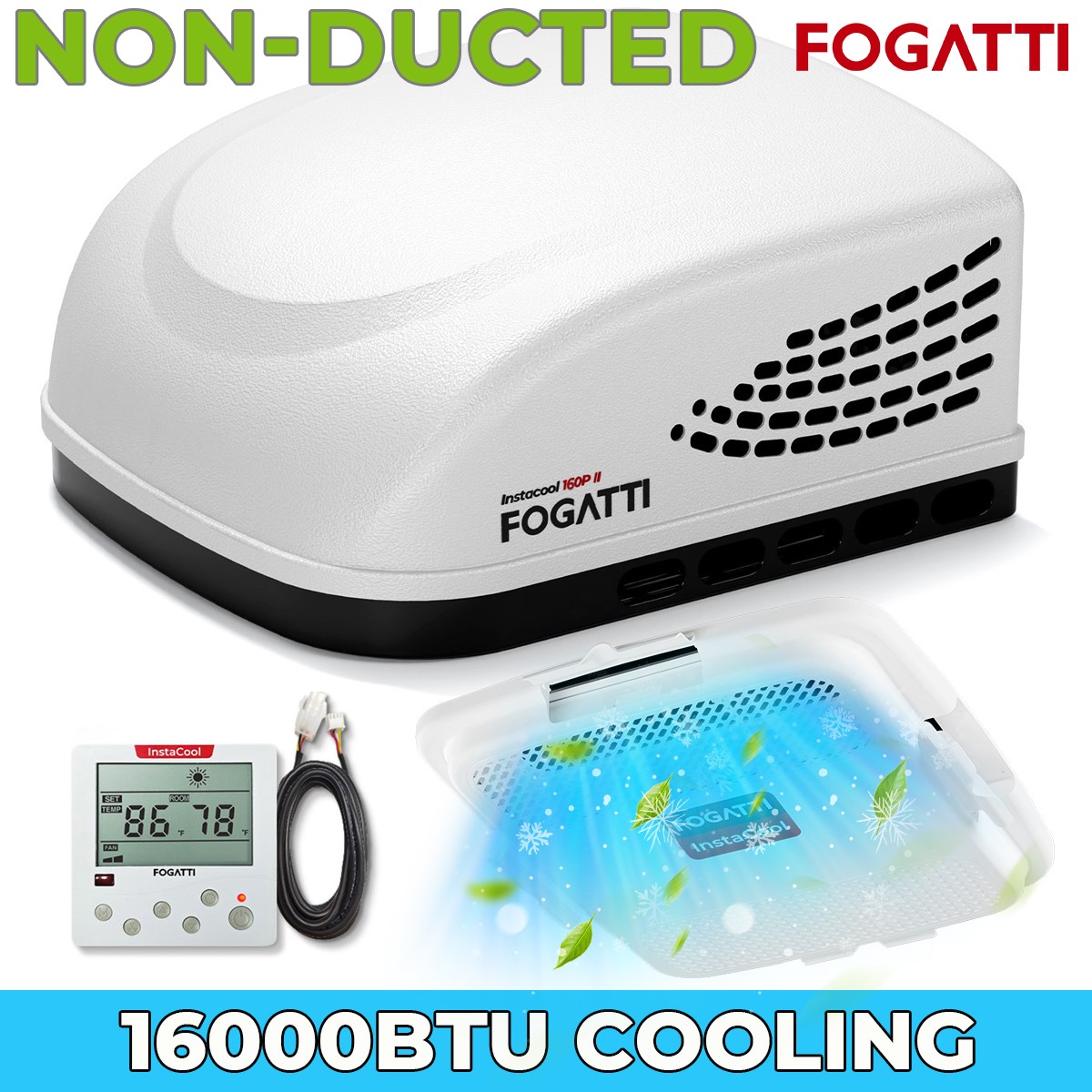 16,000 BTU RV Air Conditioner Non-Ducted Rooftop AC Unit for Camper Trailer 120V