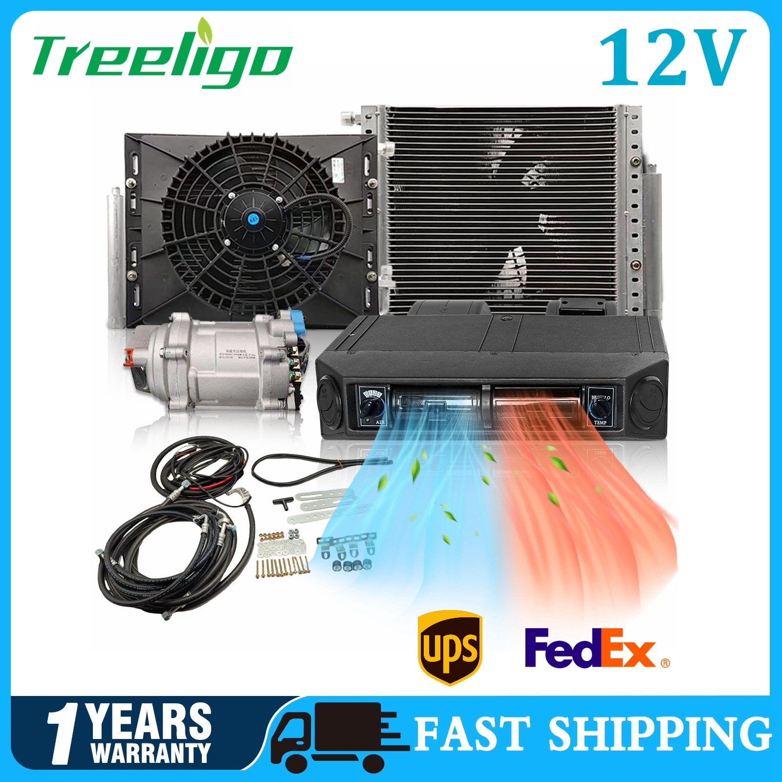 12V Cooling & Heater Underdash Air Conditioner Kits Electric Auto Car A/C Set