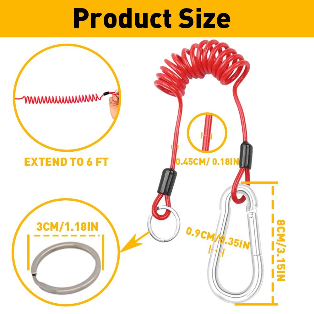 6ft Breakaway Trailer Cable Trailer Safety Spring Rope Coiled Brake Away Cable