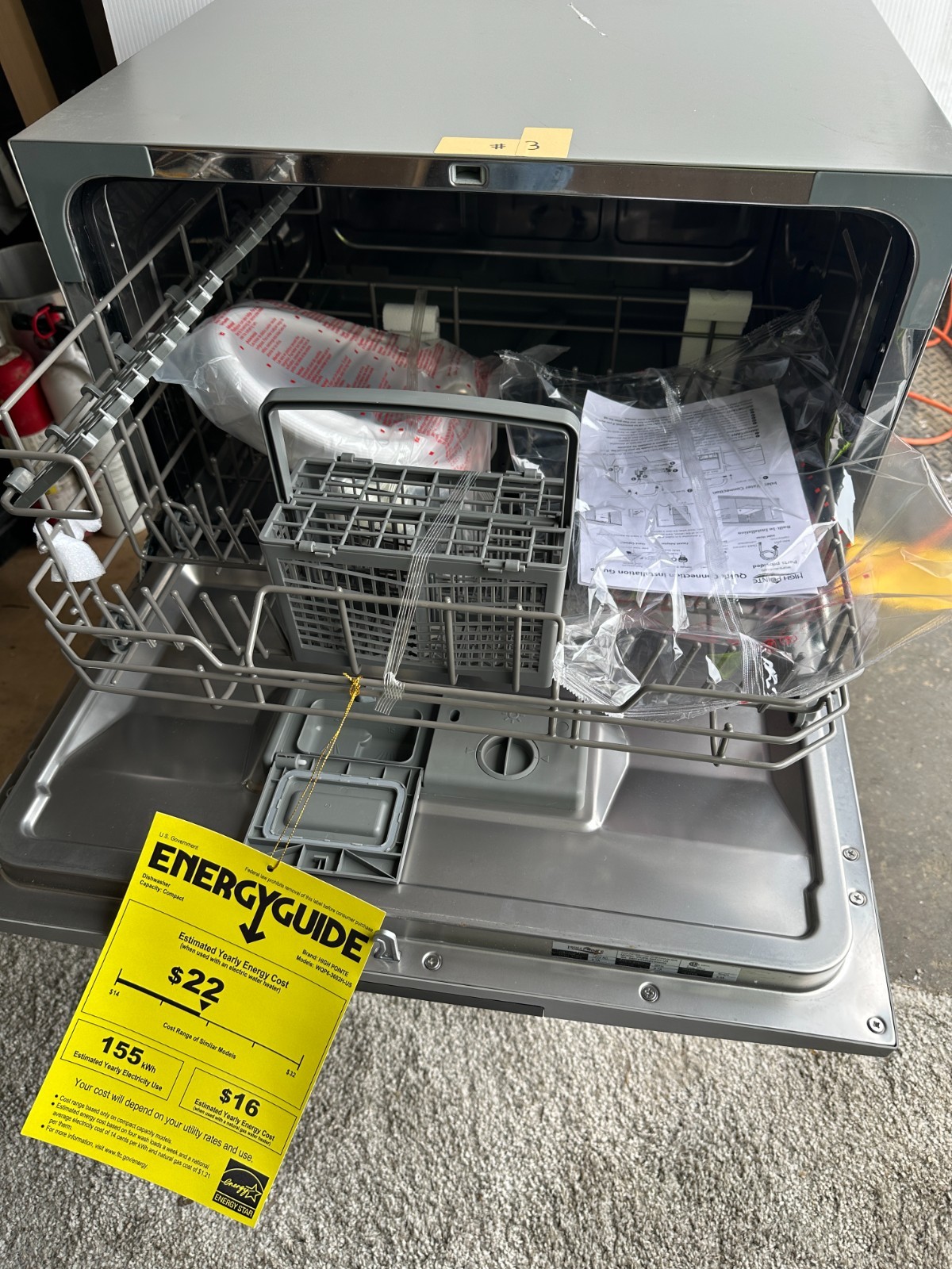 High Pointe 6 Place Compact Dishwasher Countertop RV Portable Silver LED