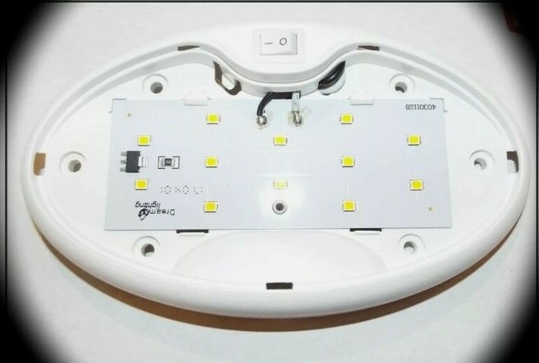 NEW RV Dream Lighting LED 12V Fixture Ceiling Camper Marine Dome On Off Light