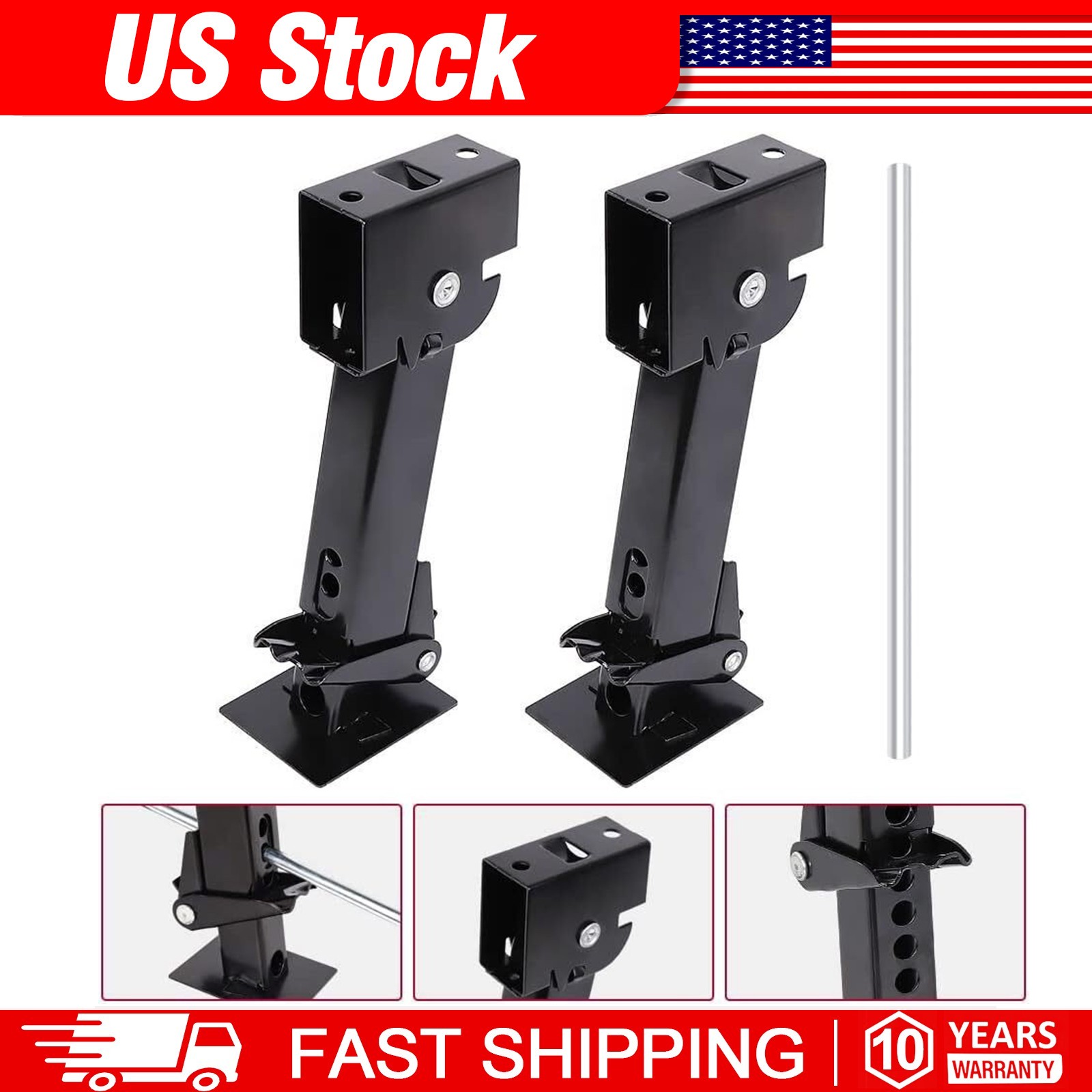 New 2x Trailer Swing Down Folding Stabilizer Telescoping Jacks 2000lb RV Camper