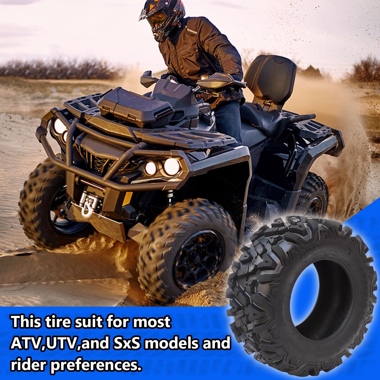 AT25x10x12 ATV Tires 2 PACK, 25 10 12 6PR Tubeless for ATV / UTV All Terrain