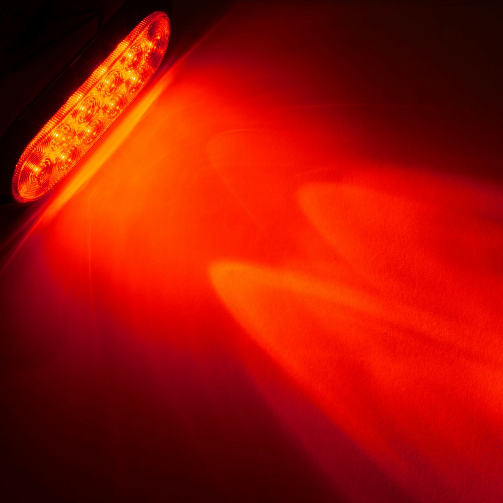6″ Red Oval LED Surface Mount Stop Lamp Turn Signal Tail Light Chrome Bezel 4pk