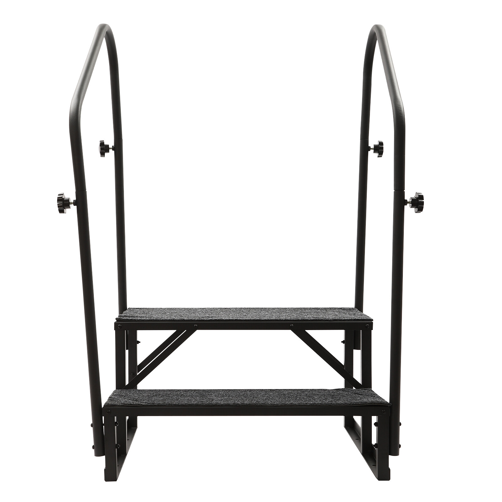 2-Step Adjustable RV Steps with Handrails for Mobile Homes & Trailers