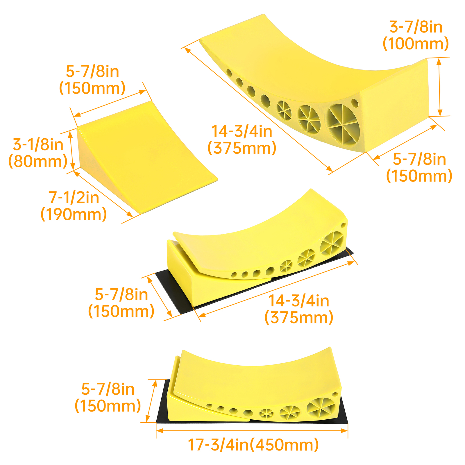 2X Black/Yellow Camper Leveler For RV Camper Trailer Leveling Blocks and Chocks