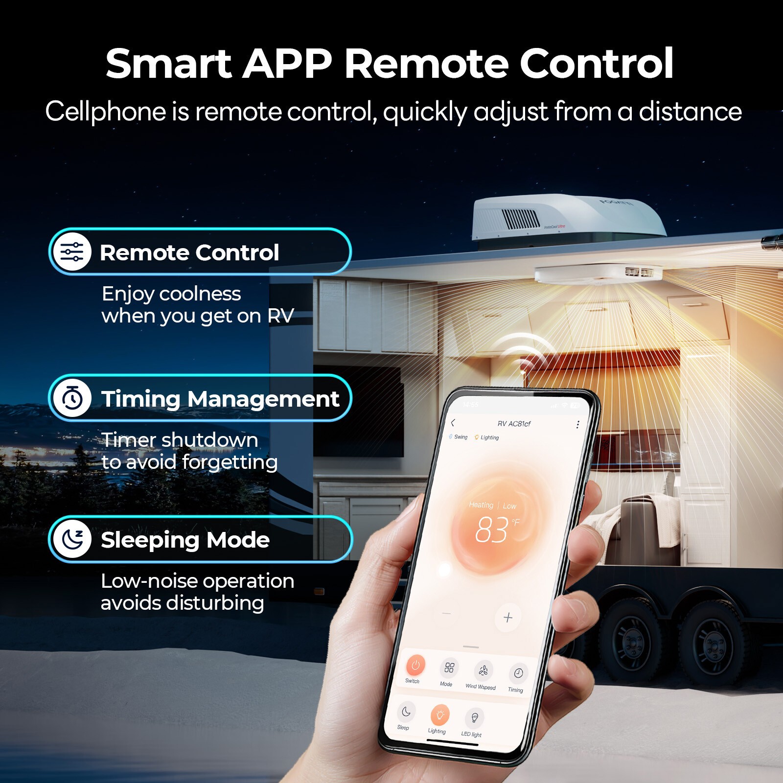 16K BTU RV Air Conditioner with Heat Pump Non-ducted AC Unit WIFI & App Control