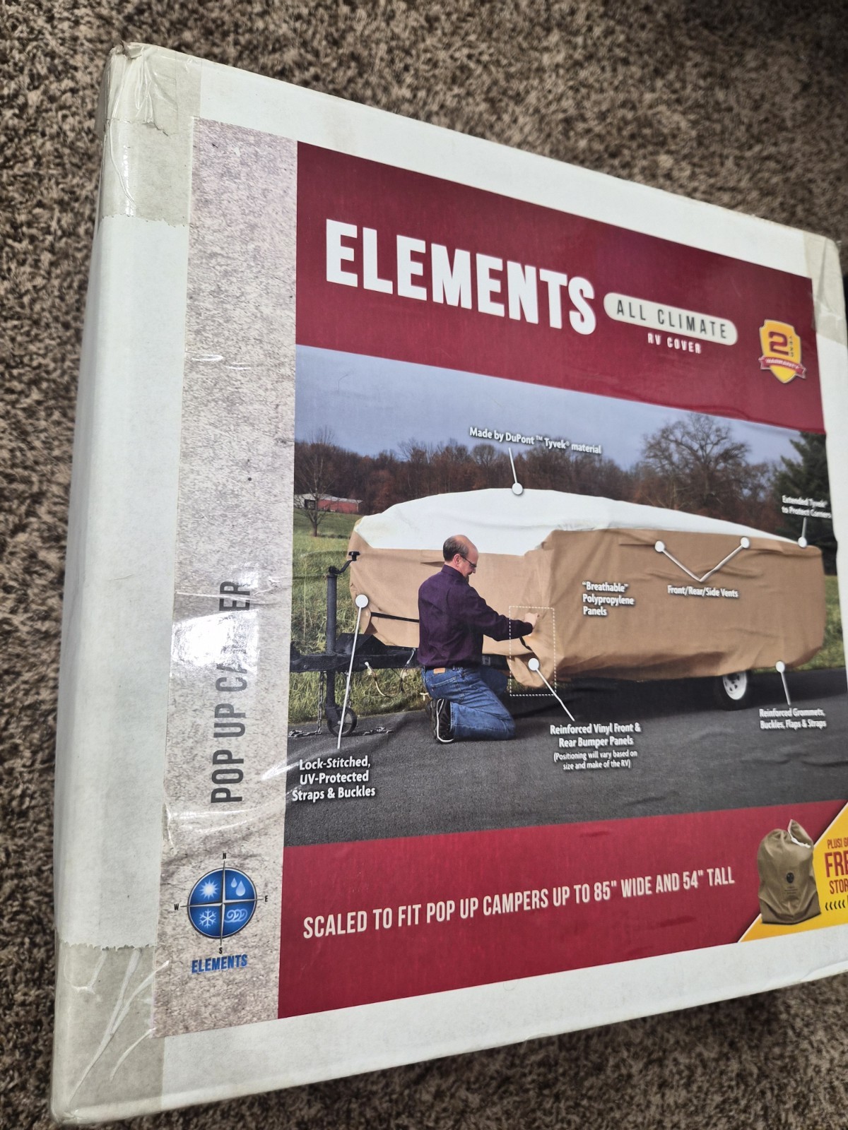 Elements All-Climate Pop-Up Camper Cover | Fits 12’1″ – 14′ | Tyvek NIB