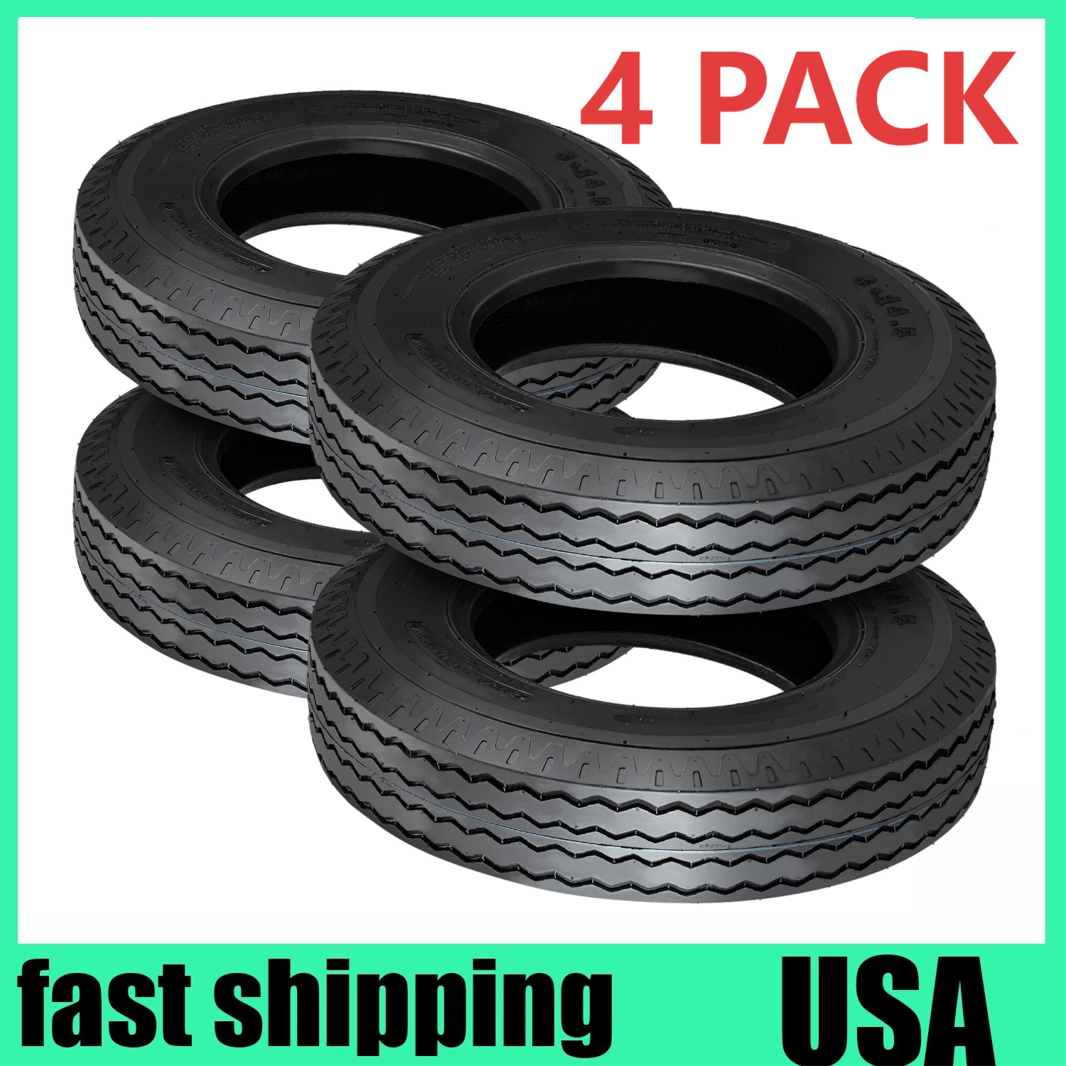 4 Pack Trailer Tires ST 205/85D14.5 (8-14.5) Load G 14 Ply Speed Rating K Bias