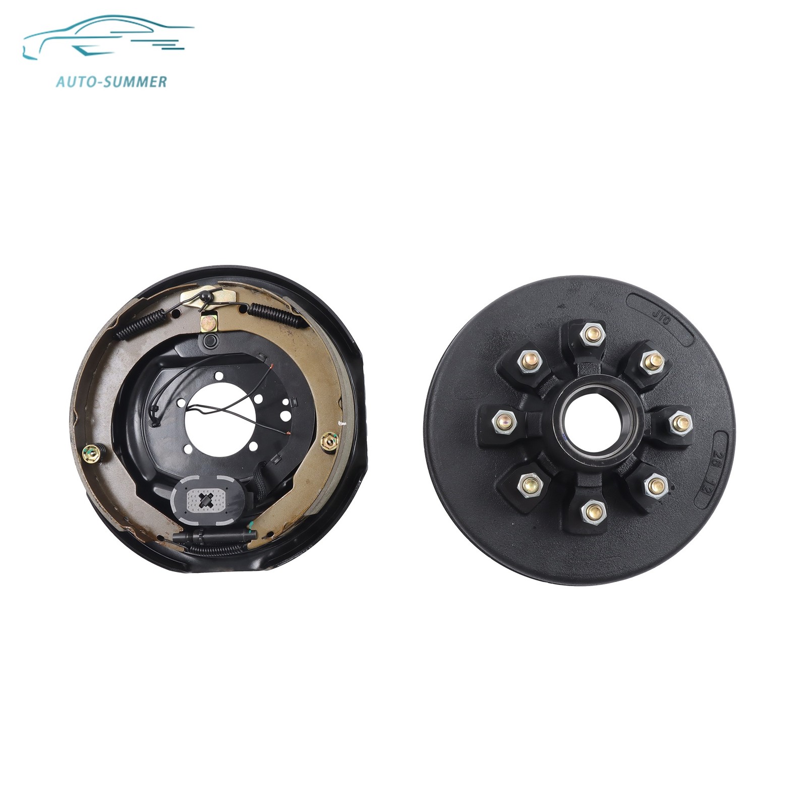 8 on 6.5″ Trailer Hub Drum Kit 9/16″ Studs w/12″x2″ Brake For HD 7000-8000 Axle
