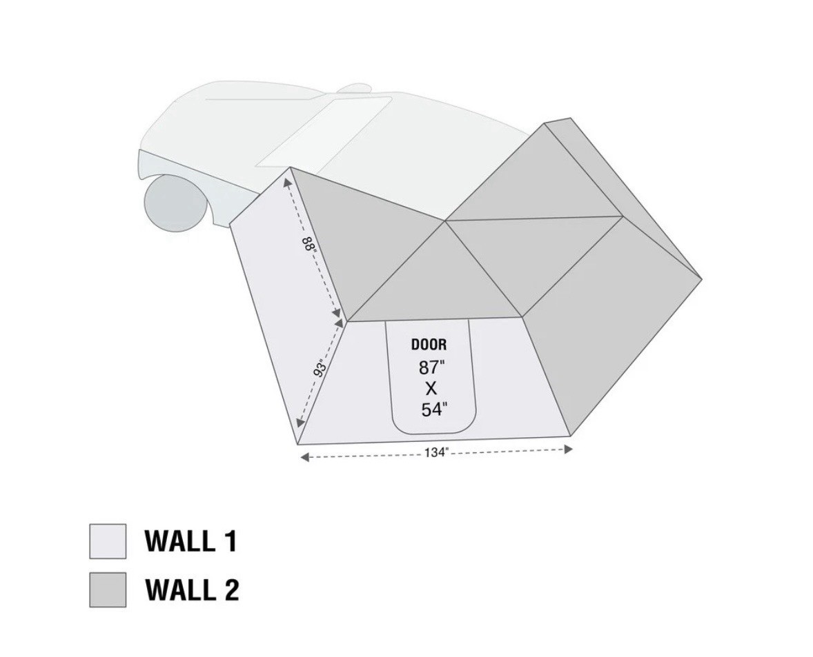 Overland Vehicle Systems Nomadic 270 Lt Awning Wall 1 Driver Side, Grey