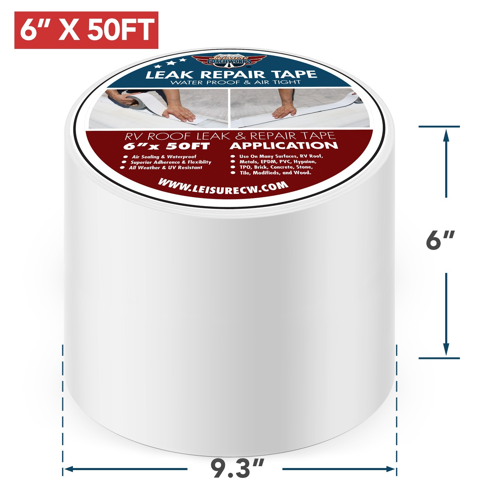 RV Roof Tape White, 6 Inch X 50 Feet, Sealant Patch Repair for Camper, Trailer,
