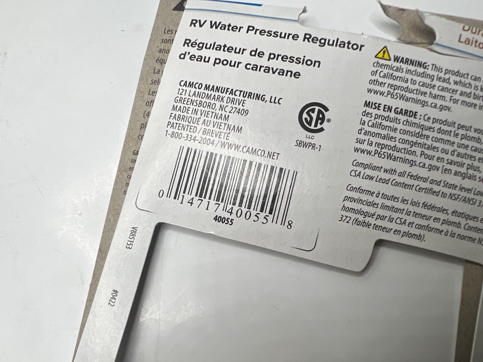 Camco 40055 3/4 Inch Male/Female RV Water Pressure Regulator Brass
