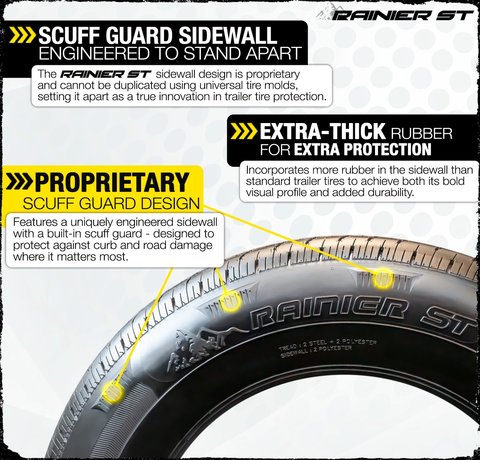4-Pack Radial Trailer Tire ST205/75R14 14 Inch Deep Tread Steel Belted Load D