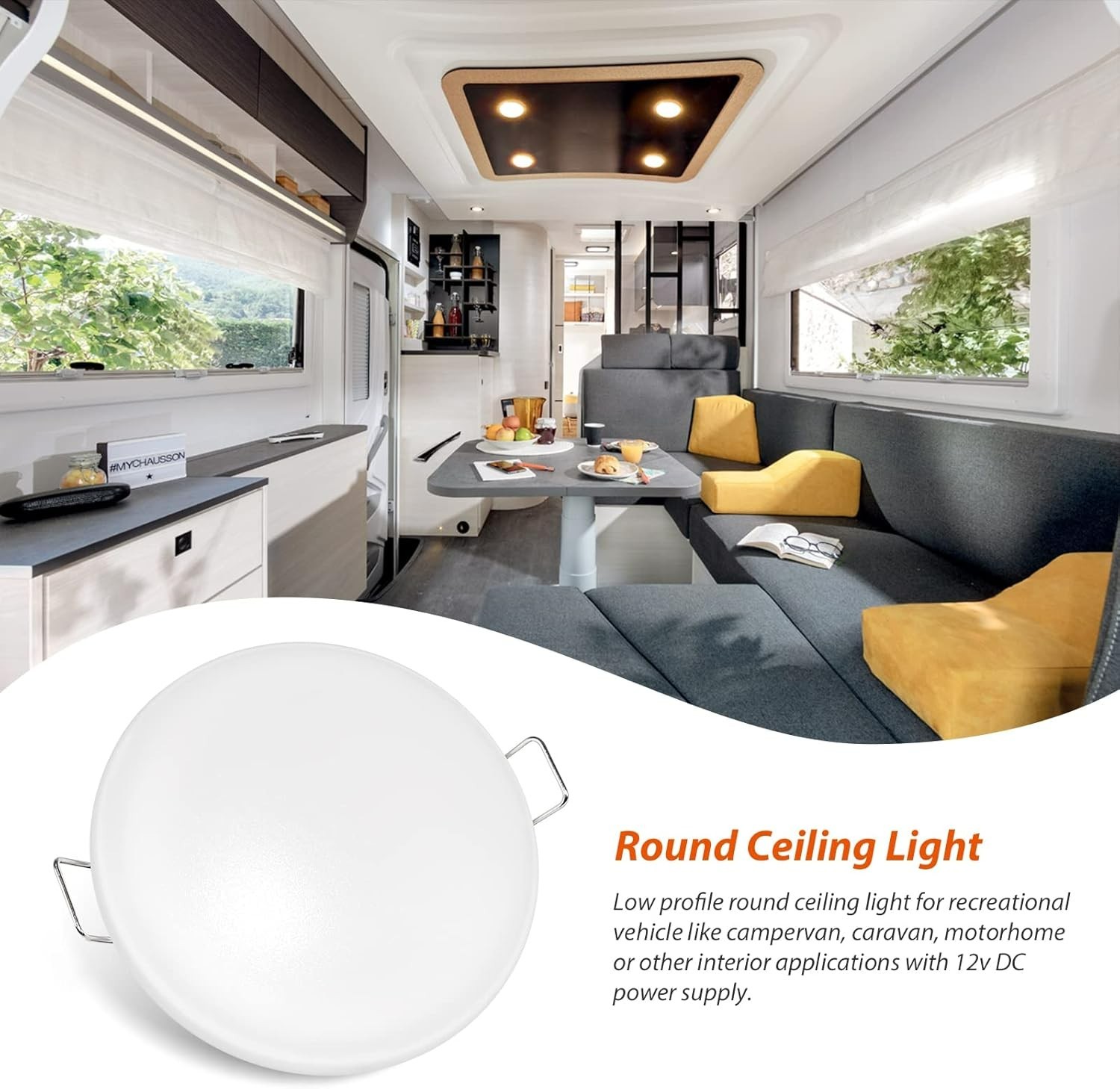 *12VOLT RV LED INTERIOR LIGHT RECESSED DOME CEILING LIGHT W/SPRINGS 4.5″