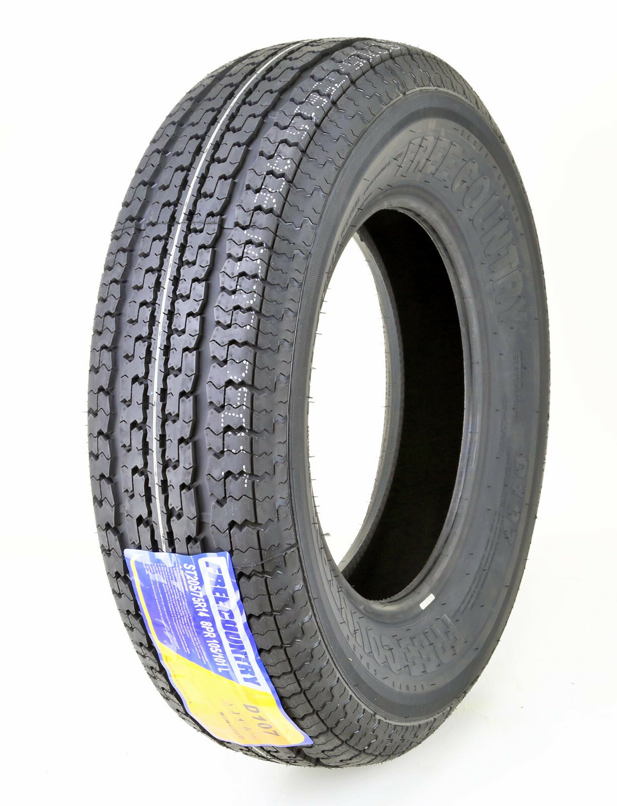Trailer Tire ST205/75R14 FREE COUNTRY 8 Ply Load Range D w/Scuff Guard 105M