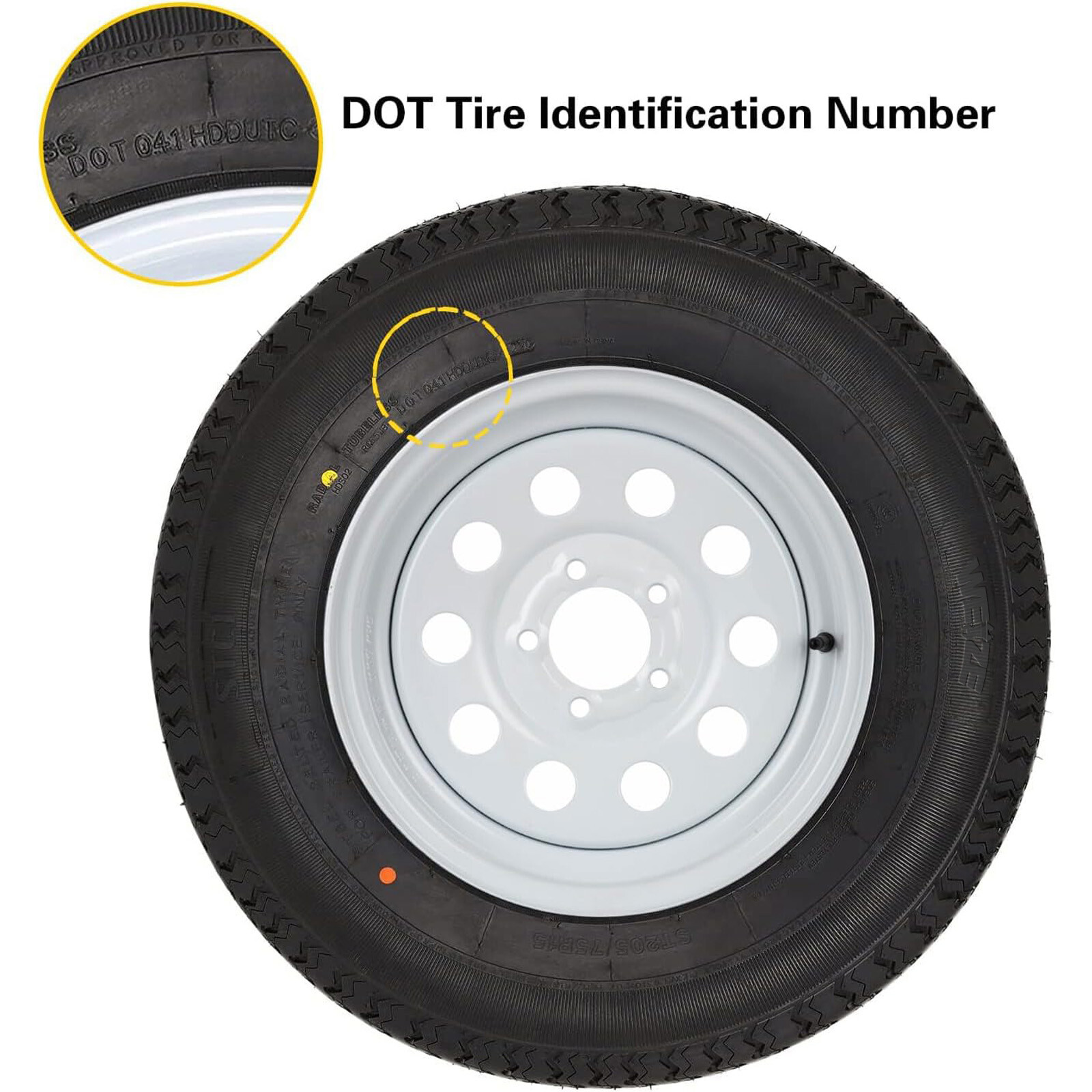 WEIZE ST175/80R13 Radial Trailer Tire with 13″ Rim 5 on 4-1/2″ Load Range C 2PCS