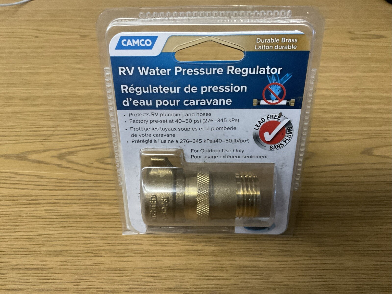 Camco 40051 – Brass RV Water Pressure Regulator – NEW.