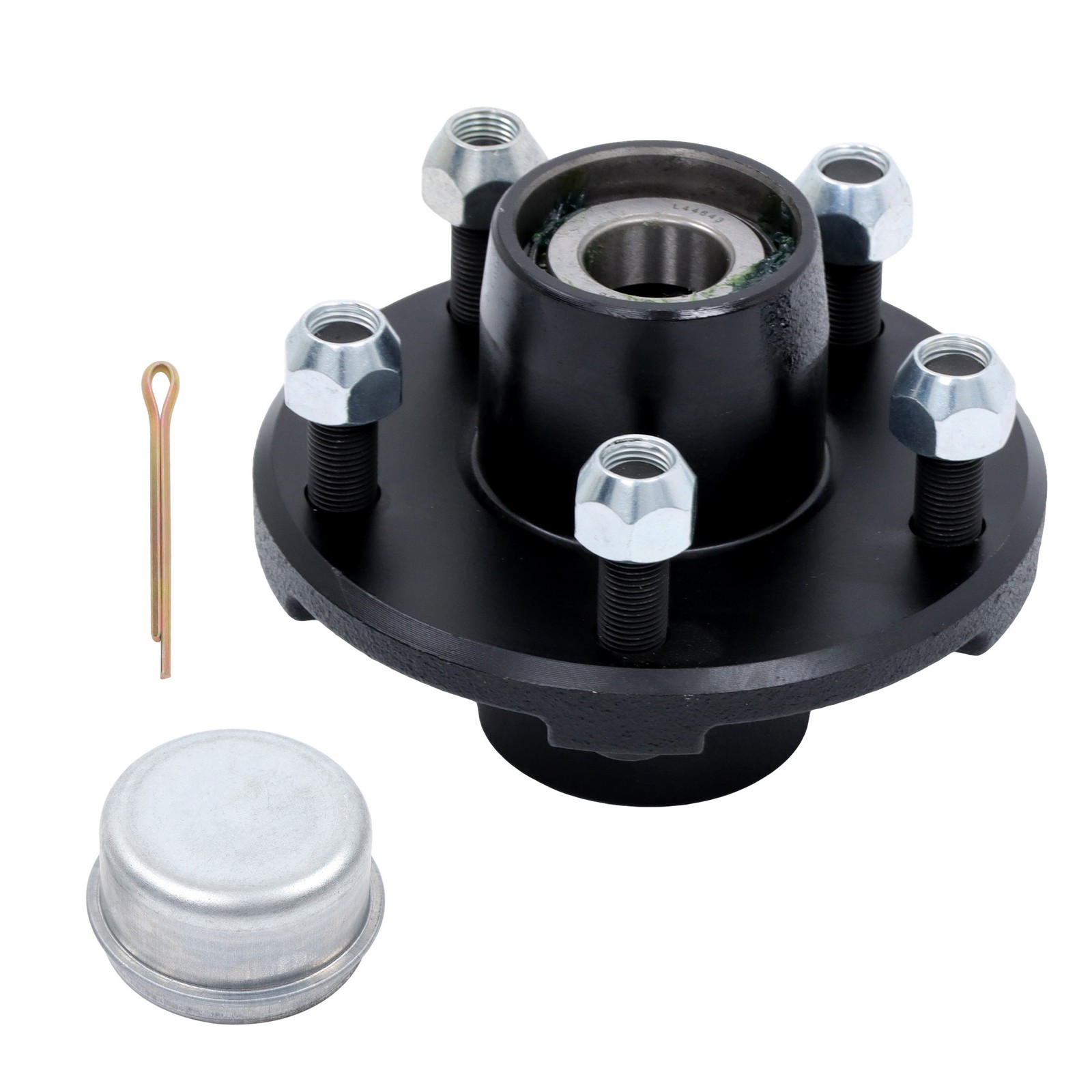 w/ 1 Inch I.D. Bearings Pre-Greased Trailer Hub Kit 5 Bolt on 4-1/2″ Bolt Circle