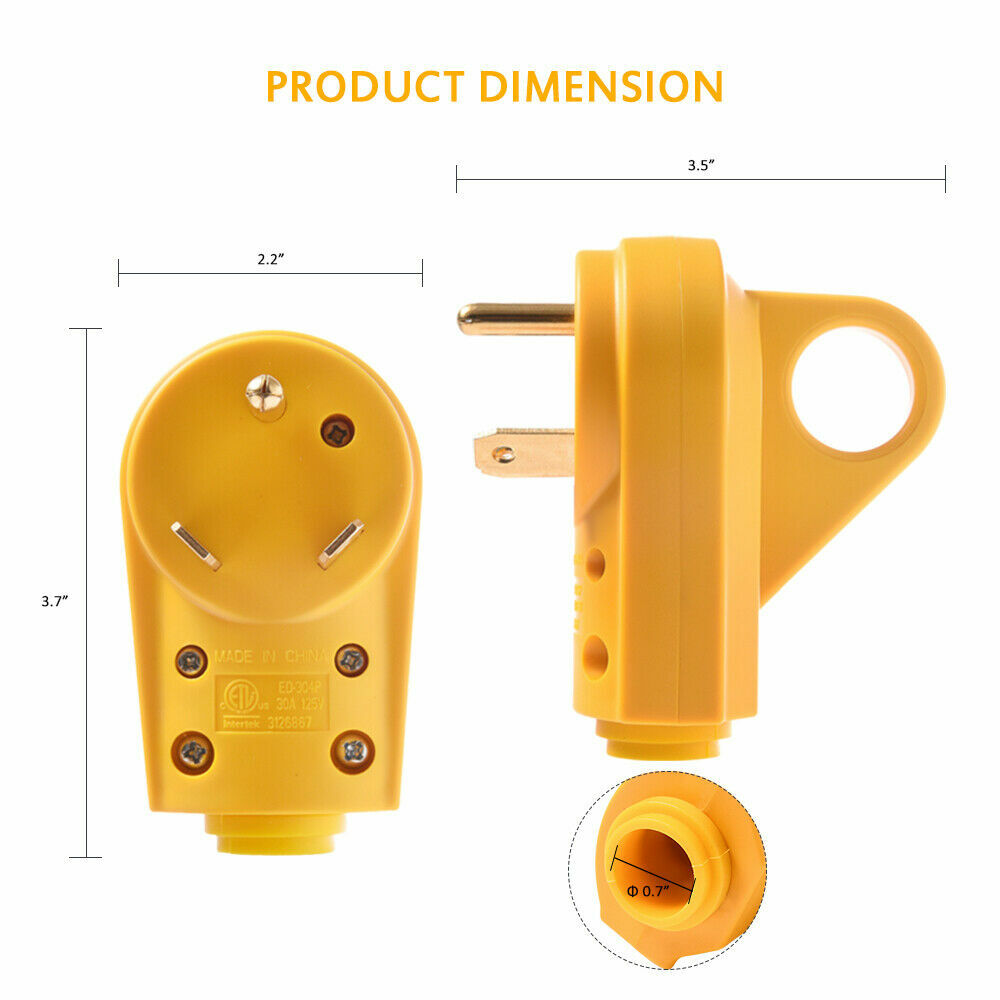 125V 30Amp Male Female Plug RV Replacement Power Plugs Electric Cord Connector