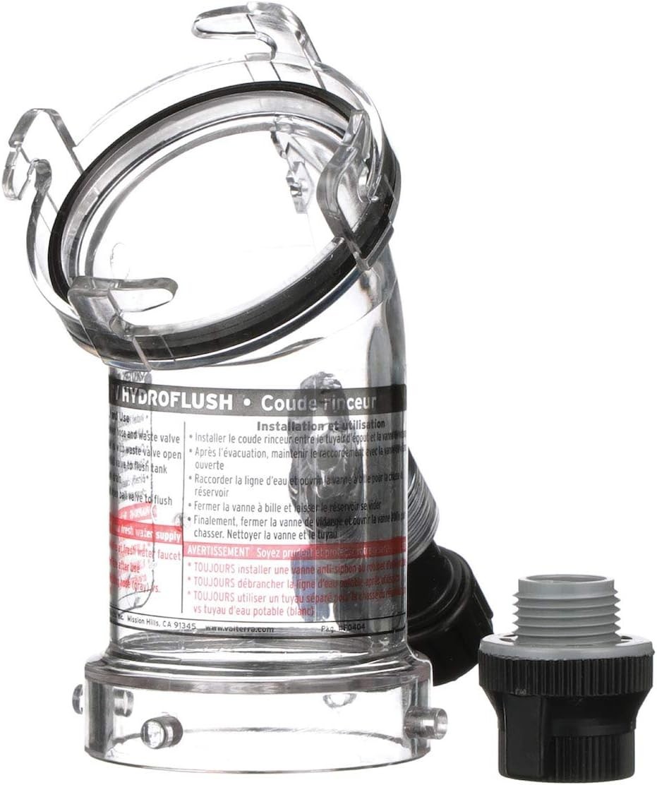 Efficient 45-Degree Hydroflush for RVs with Clear Visibility and Safety Valve