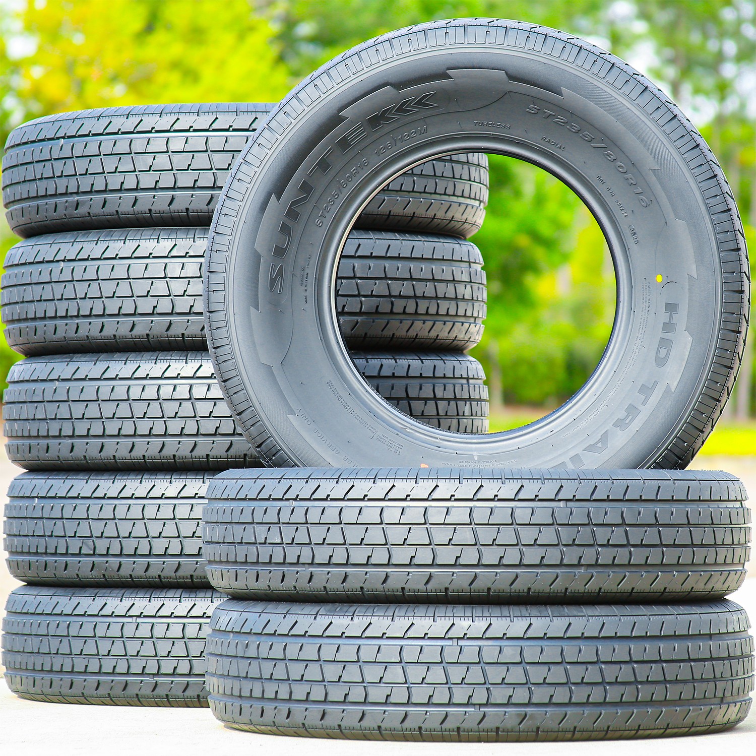 One Tire ST 235/80R16 126/122M F 12 Ply Suntek HD Trail 2 Semi-Steel Trailer