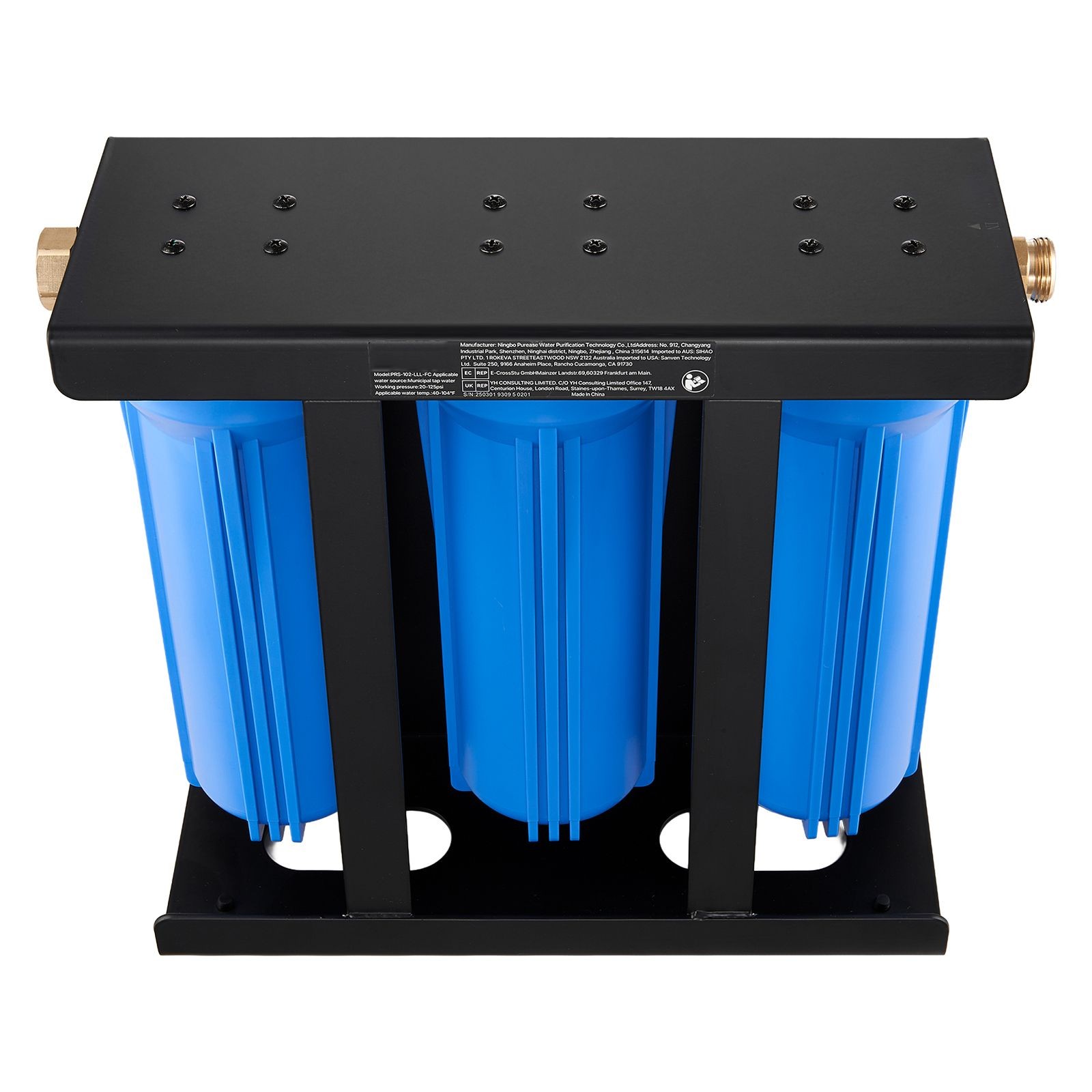 3-Cartridge RV Water Filter System 2.9 GPM, 7500 Gal Capacity